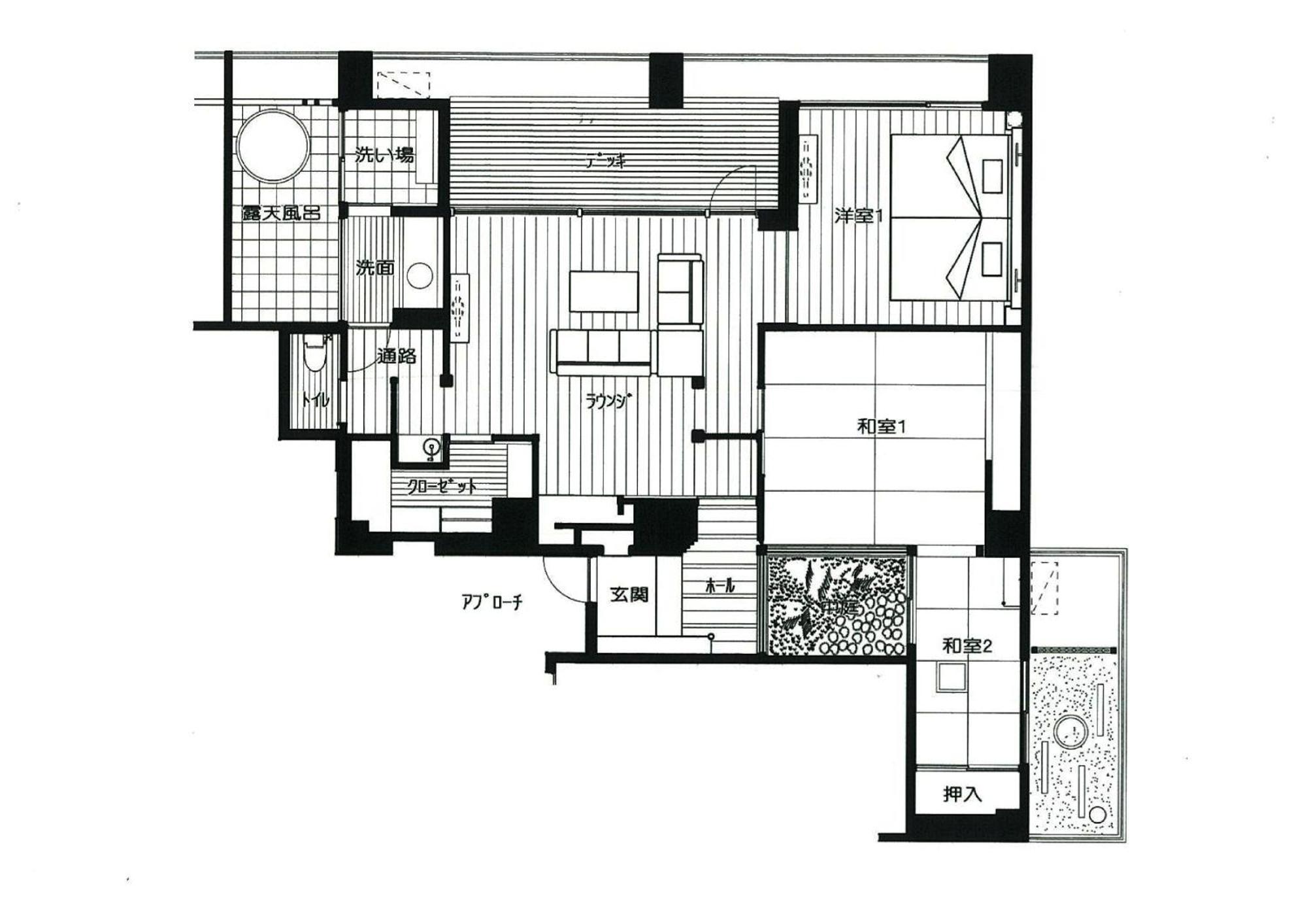 Amane Resort Seikai Beppu Szoba fotó A floor plan of a Japanese apartment